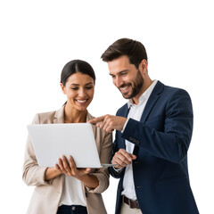 Man and Woman Collaborating on Laptop – Professional Teamwork on White
Perfect for SaaS, education, or startup branding — modern, inclusive, and solution-focused.