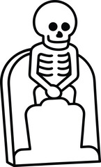 Skeleton sitting on gravestone illustration on transparent background