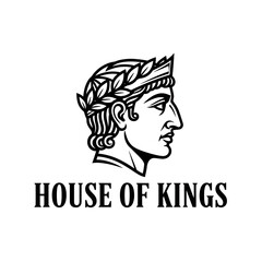 Elegant Logo Featuring a Roman Emperor Profile with Laurel Wreath.