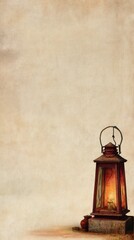 Rustic Decorative Lantern Casting Warm Light in an Empty Background, Ideal for Creative Designs and Illustrative Projects