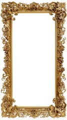Ornate Golden Frame with Intricate Designs, Ideal for Art Display or Photography, Empty Center Perfect for Customization or Decoration in Various Settings