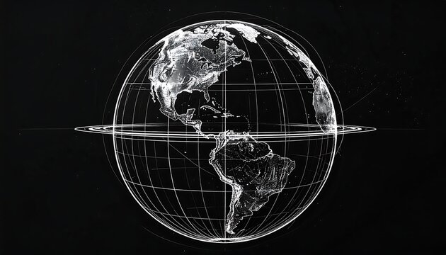 Glowing wireframe globe against a dark background, showcasing the Americas