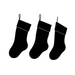 hanging christmas stockings silhouette isolated png transparent background