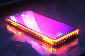 Smartphone with Neon Glow