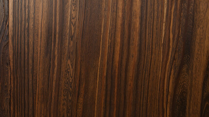 Closeup of dark brown wood surface with prominent vertical grain and texture