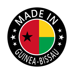 Guinea-Bissau	 Made in Stamp in circle with flag Vector template on white background
