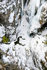 Pontresina, Berninabach, Ova da Bernina, Val Bernina, Wintersport, Eisklettern, Eis, Eiswand, Engadin, Graubünden, Alpen, Winter, Winterlandschaft, Gefahr, Schweiz