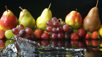 pears An artistic arrangement of cut fruits such as