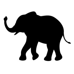 Vector art of silhouette of an elephant, capturing its graceful movement and powerful stance, representing the beauty and strength of these magnificent creatures in the wild