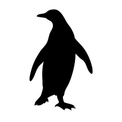 Naklejka premium Vector art of silhouette of a penguin, capturing the essence of antarctic wildlife and the beauty of birds in motion with its graceful wings and unique waddle