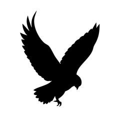Vector art of silhouette of an owl in flight, capturing the essence of nocturnal wildlife and the beauty of birds in motion with its graceful wings and sharp talons