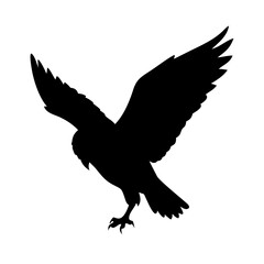 Vector art of silhouette of an eagle in flight, wings spread wide the majestic bird is captured in a powerful pose, symbolizing freedom and strength in this striking design