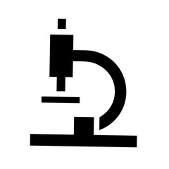 Vector art of simple black and white microscope icon, perfect for science, biology, or laboratory related projects, clean and modern design