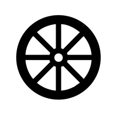 Fototapeta premium Vector art of wheel icon, a bold representation of a wheel, suggesting settings, configuration, or a specific type of wheel or gear, suitable for various design purposes