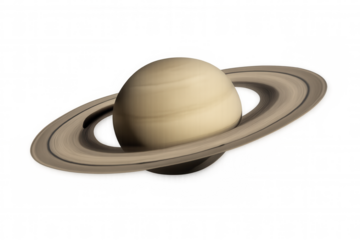 Saturn planet with rings, showing gas giant in solar system, astronomy, space science on transparent background
