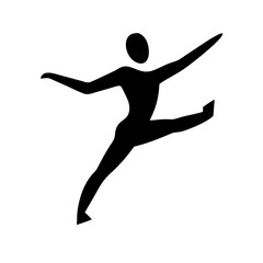 Vector art of a stylized silhouette of a dancer leaps gracefully against a white backdrop, embodying the essence of movement, energy, and artistic expression