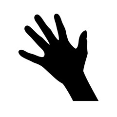 Obraz premium Vector art of open hand silhouette, symbolizing concepts like greeting, stop, high five, or offering, with fingers spread and palm facing forward in a friendly manner