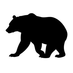 Vector art of a striking black silhouette of a bear strolling against an, capturing the essence of the majestic creature in a clean and impactful design