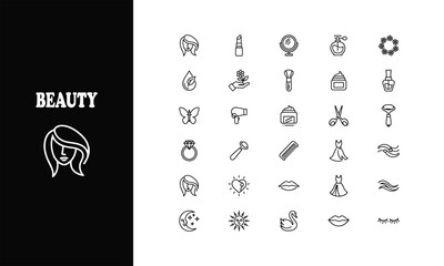 Elegant beauty and cosmetics icons for modern branding and design projects that highlight skincare, makeup, and self care with a touch of luxury