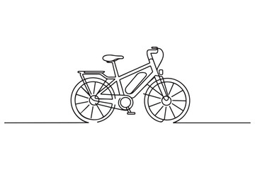 Electric bicycle icon. one line Icon drawing. with white background
