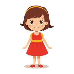 a little girl vector in red frock 