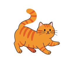 Cute orange tabby cat illustration with playful pose and striped tail, perfect for animal lovers and graphic design projects