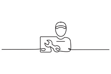 Repair service vector line icon isolated. one line Icon drawing. with white background