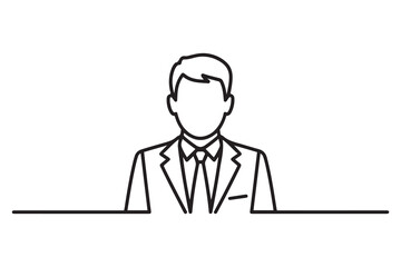 Businessman line icon. Man in tie. Occupation concept. Can be used for topics like top management, banking. one line Icon drawing. with white background