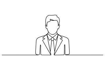 Businessman line icon. Man in tie. Occupation concept. Can be used for topics like top management, banking. one line Icon drawing. with white background