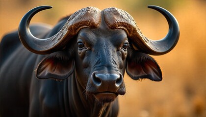 black buffalo with their two beautiful horns 