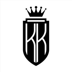 KK Vector logo initials shield with royal crown minimalist, elegant style