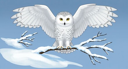 snowy owl on a branch