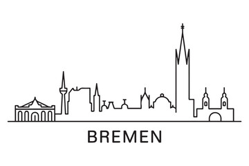 Fototapeta premium Bremen Line Art skyline silhouette. Black Bremen city design. with white background