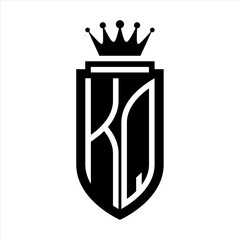 KQ Vector logo initials shield with royal crown minimalist, elegant style