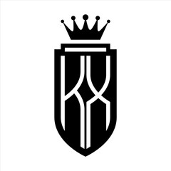 KX Vector logo initials shield with royal crown minimalist, elegant style