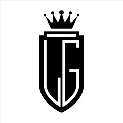 LG Vector logo initials shield with royal crown minimalist, elegant style