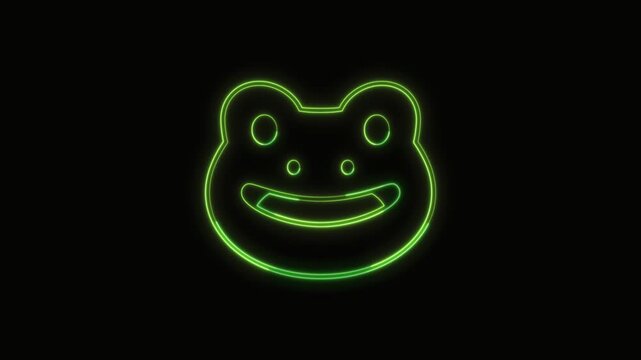 Frog Icon Neon Seamless Loop 4K with Black Background Animated Promotional Typography for Video Editing