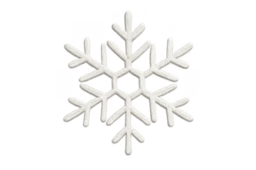 Knitted white snowflake symbol representing winter holiday season