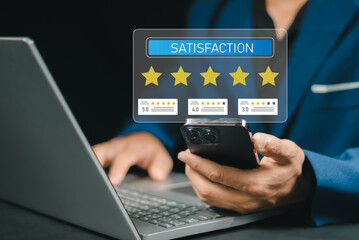 Online customer satisfaction survey, Review consumers rate product quality, Rating, Feedback to improve service quality and business reputation, Enhancing brand trust through customer experience
