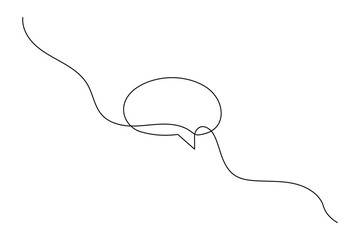 Obraz premium Speech bubble continuous one line drawing minimalist outline chat icon vector illustration