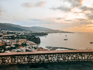Sunset at Sorrento coast in Italy