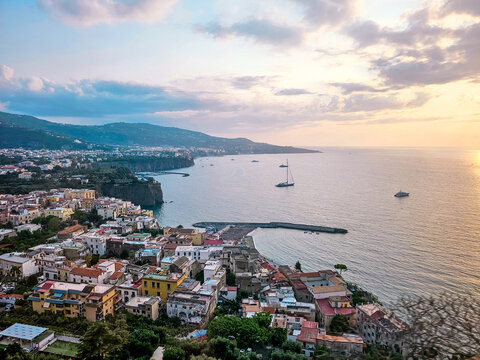 Sunset at Sorrento coast in Italy