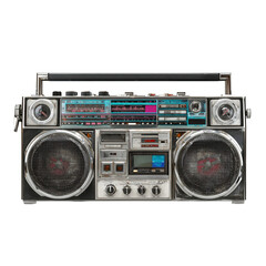 Fototapeta premium Retro 1980s boombox stereo cassette player vintage audio equipment with speakers