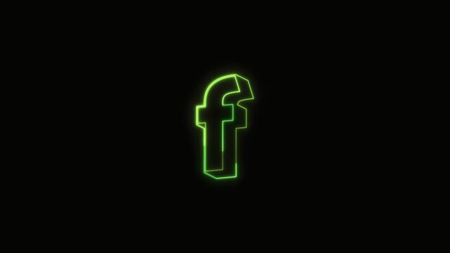 Alphabet f Neon Text Seamless Loop 4K with Black Background Animated Promotional Typography for Video Editing