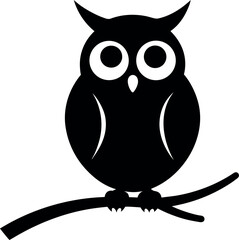 Owl sitting silhouette vector icon