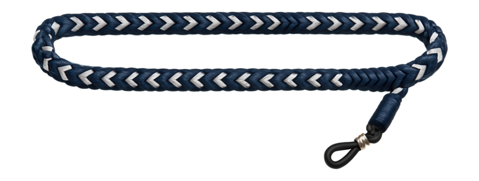 Navy and white braided rope glasses strap for a nautical look.