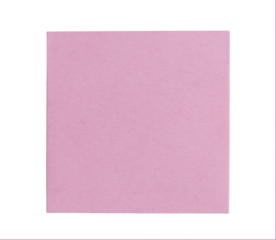 Blank pastel pink square sticky note isolated cutout on transparent background. Minimalist adhesive paper for reminders, messages, office, organization and productivity concept.
