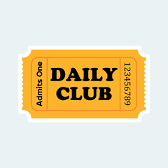 Daily Club Ticket Sticker – Retro Admit One Pass Design