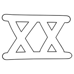 doodle of the Roman numeral 20 hand drawn outline vector