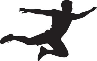 Dynamic Silhouette Leaping Person Action Jump Energetic Movement Graceful Gesture